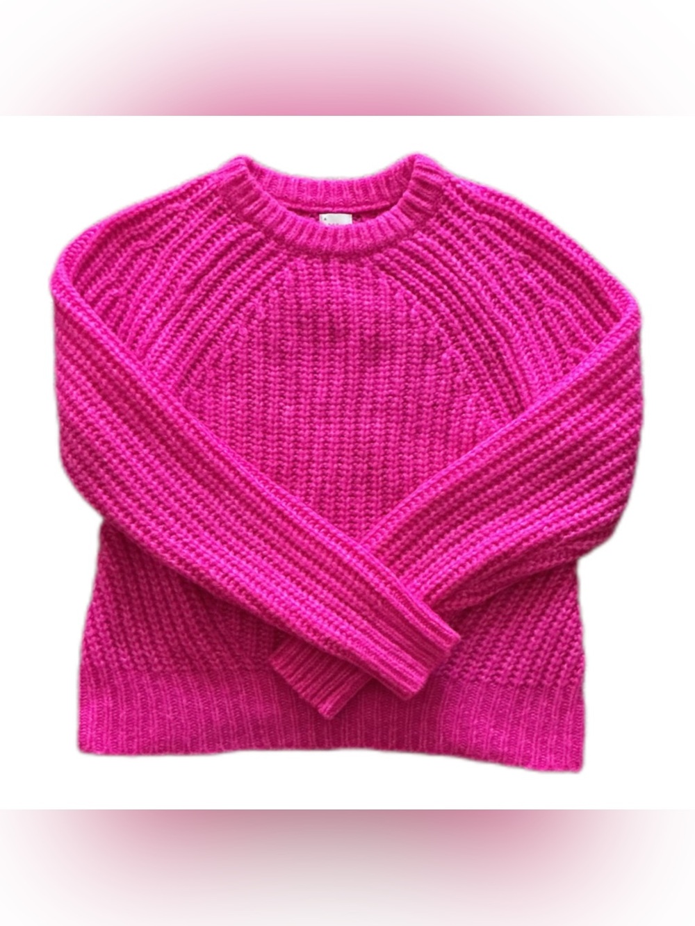a new day Bright Hot Pink Chunky Crewneck Sweater